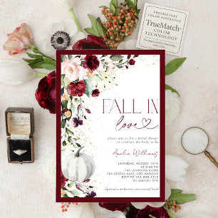 Invitation Citrouille Bourgogne chute dans Love Gold Floral