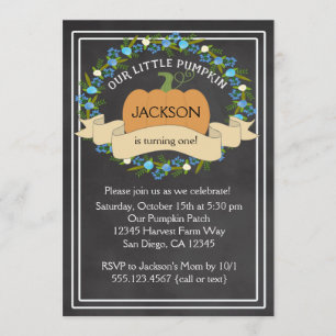 Invitation Citrouille Boy Anniversaire Fête Chalkboard Invita