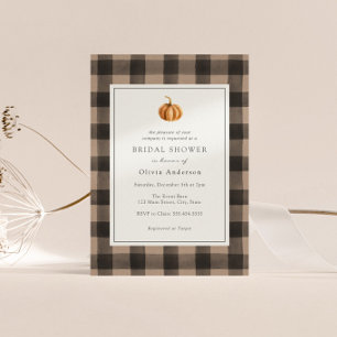Invitation Citrouille Buffalo Plaid Fête des mariées