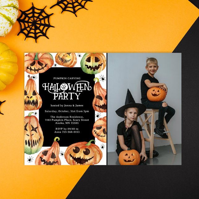 Invitation Citrouille Carving Halloween Photo Anniversaire (Créateur téléchargé)
