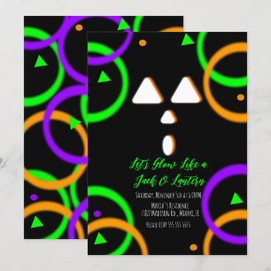 Invitation Citrouille Carving Neon Glow Party Halloween Invit
