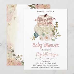 Invitation Citrouille chic élégant, Baby shower de fleurs