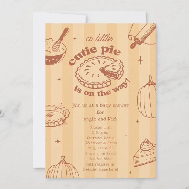 Invitation Citrouille Cutie Pie Automne Baby shower neutre (Devant)