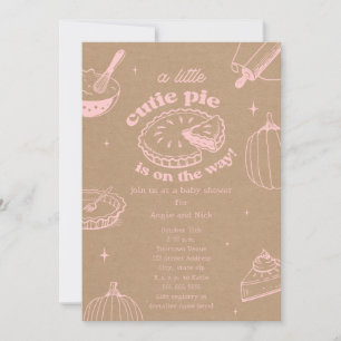 Invitation Citrouille Cutie Pie Cardstock Baby shower fille r
