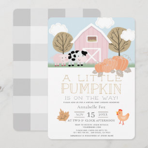 Invitation Citrouille d'animaux de ferme Baby shower virtuel 