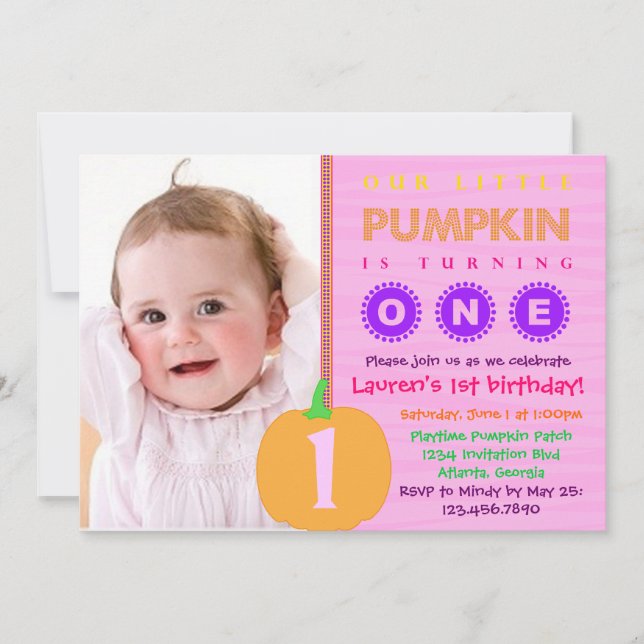 Invitation Citrouille d'anniversaire (Devant)