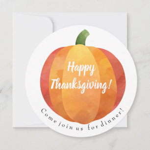 Invitation Citrouille d'aquarelle bon thanksgiving