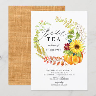 Invitation Citrouille d'aquarelle Thé de Fête de l'mariée de