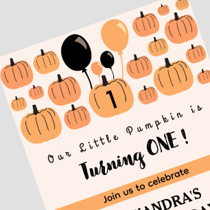 Invitation Citrouille d'automne à un Halloween 1er anniversai