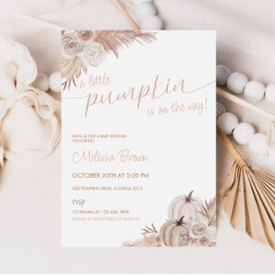 Invitation Citrouille d'automne Baby shower Boho Pampas