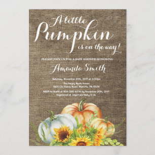 Invitation Citrouille d'automne Baby shower Burlap