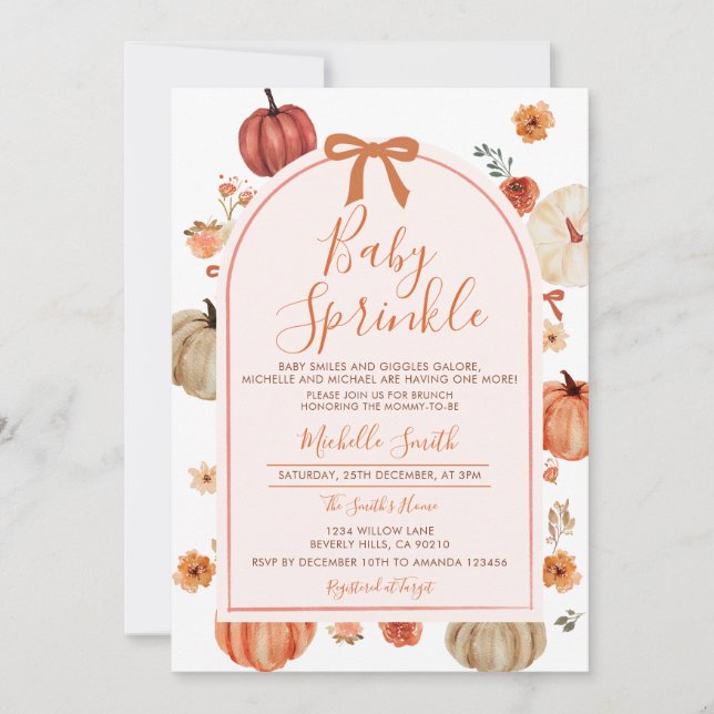 Invitation Citrouille  d'automne Baby shower d'automne (Devant)