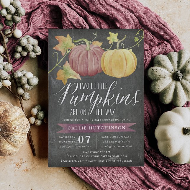 Invitation Citrouille d'automne| Baby shower jumeaux (Créateur téléchargé)