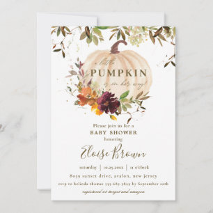 Invitation Citrouille d'automne Bourgogne Orange Baby shower 