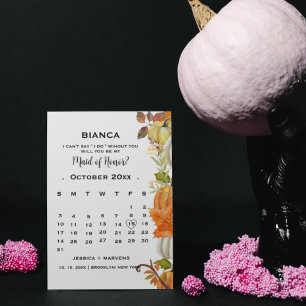 Invitation Citrouille d'automne Calendrier feuille bridesmaid