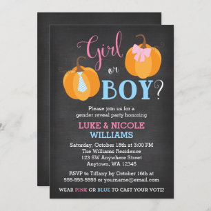 Invitation Citrouille d'automne Chalkboard Gender Revevevela 