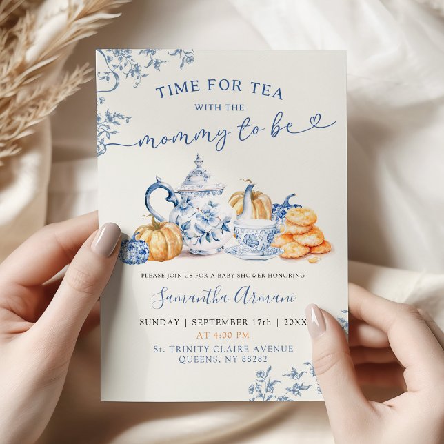 Invitation Citrouille d'automne Chinoiserie Baby shower Tea P (Créateur téléchargé)