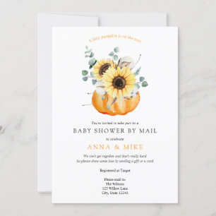 Invitation Citrouille d'automne et Baby shower de tournesols