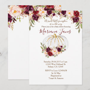 Invitation Citrouille d'automne et Baby shower floral de Bour