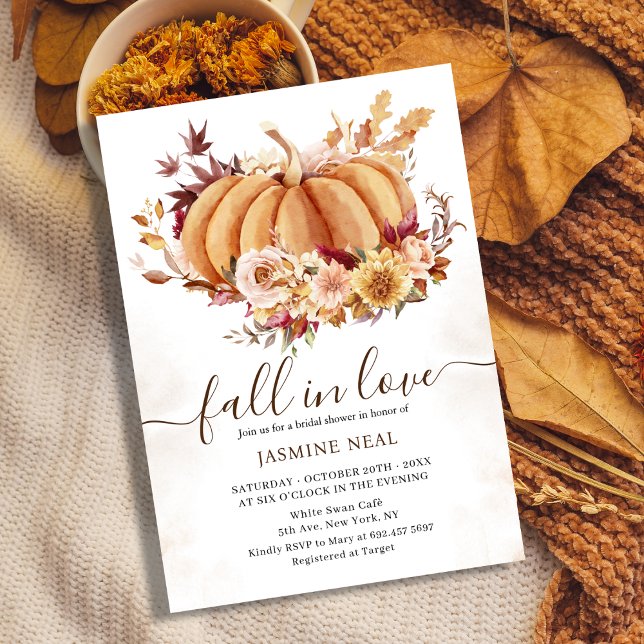 Invitation Citrouille d'automne floral | Fête des mariées de  (Créateur téléchargé)