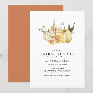 Invitation Citrouille d'automne Floral Orange Fête des mariée