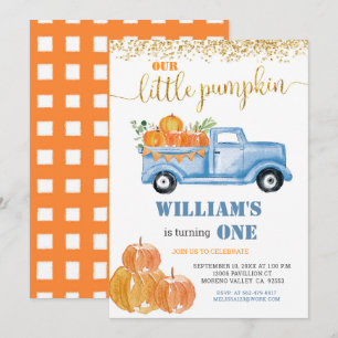 Invitation Citrouille d'automne Garçon Premier anniversaire d