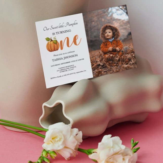 Invitation Citrouille d'automne premier anniversaire (Créateur téléchargé)