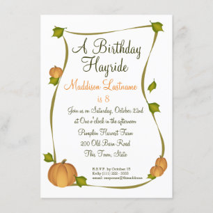 Invitation Citrouille d'automne récolte Anniversaire