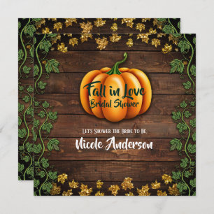 Invitation Citrouille d'automne Rustic Green Gold Fête des ma