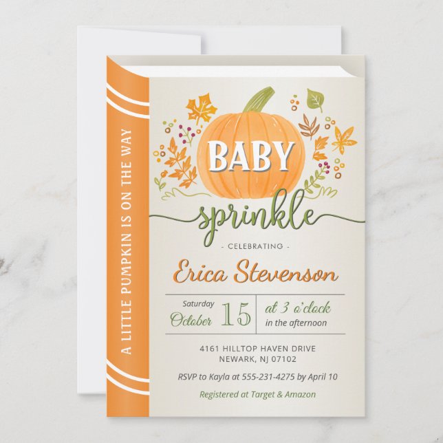 Invitation Citrouille d'automne Storybook Neutral Baby Sprink (Devant)