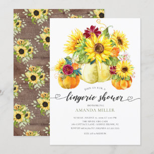 Invitation Citrouille d'automne Sunflower Bridal Lingerie Dou