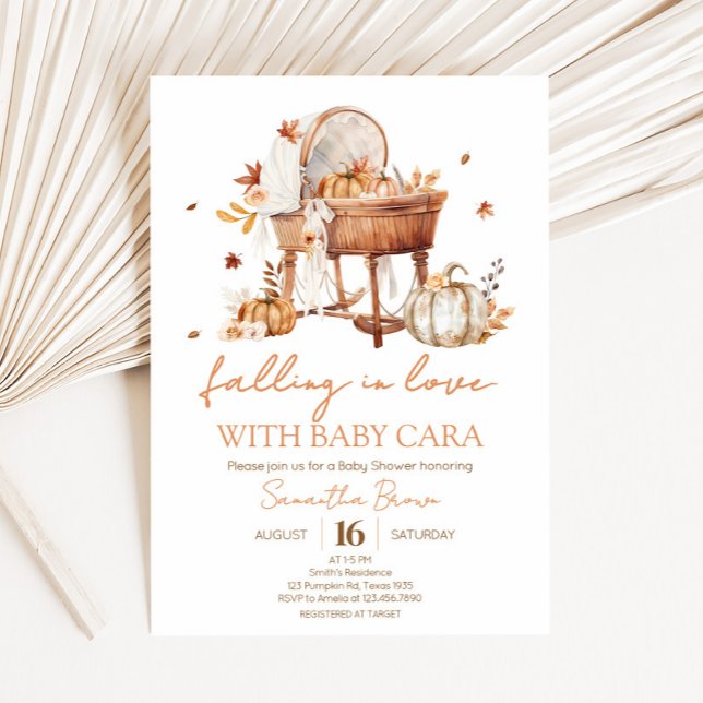 Invitation Citrouille d'automne tombant dans le Baby shower d (Falling in Love Autumn Pumpkin Baby Shower Invitation)