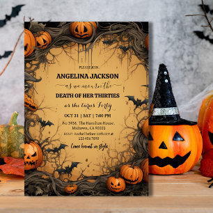 Invitation Citrouille de 40e anniversaire Halloween Vintage C