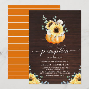 Invitation Citrouille de bois rustique et Baby shower d'autom