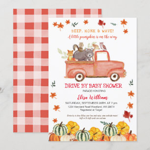 Invitation Citrouille De Camion Red Fall Automne Drive By Bab