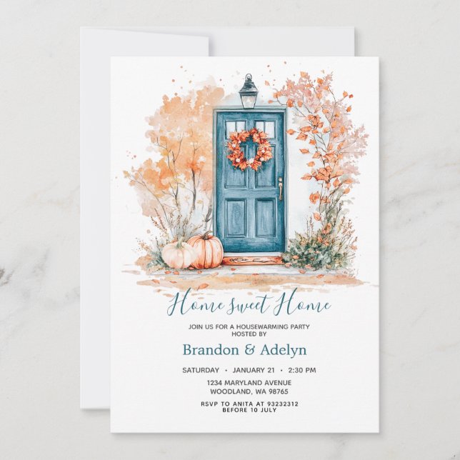 Invitation Citrouille de chauffage domestique Home Sweet Home (Devant)
