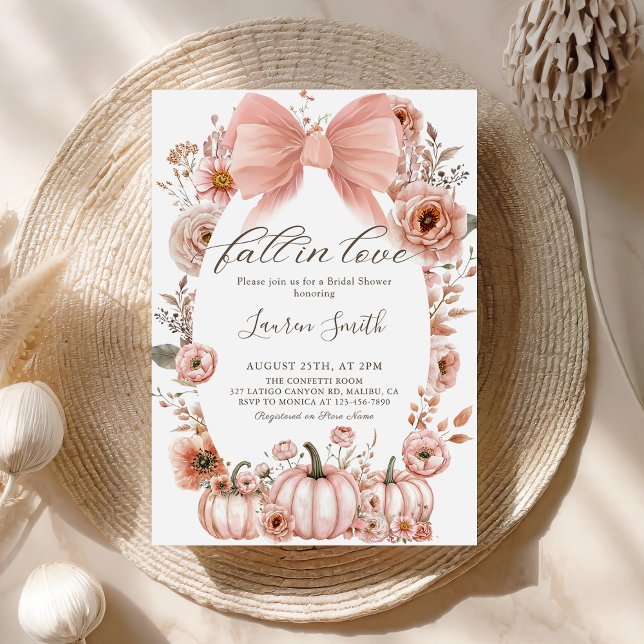 Invitation Citrouille de douche nuptiale Pink Bow (Créateur téléchargé)