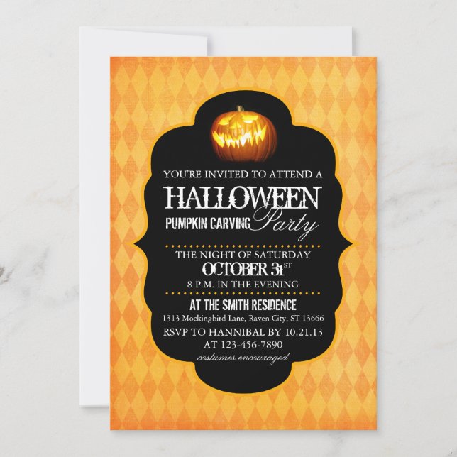 Invitation Citrouille de Halloween découpant l'invitation de (Devant)