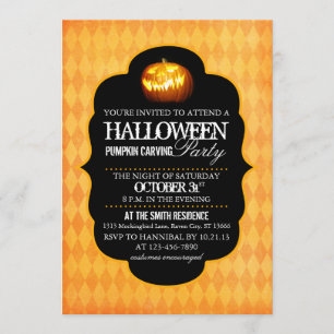 Invitation Citrouille de Halloween découpant l'invitation de
