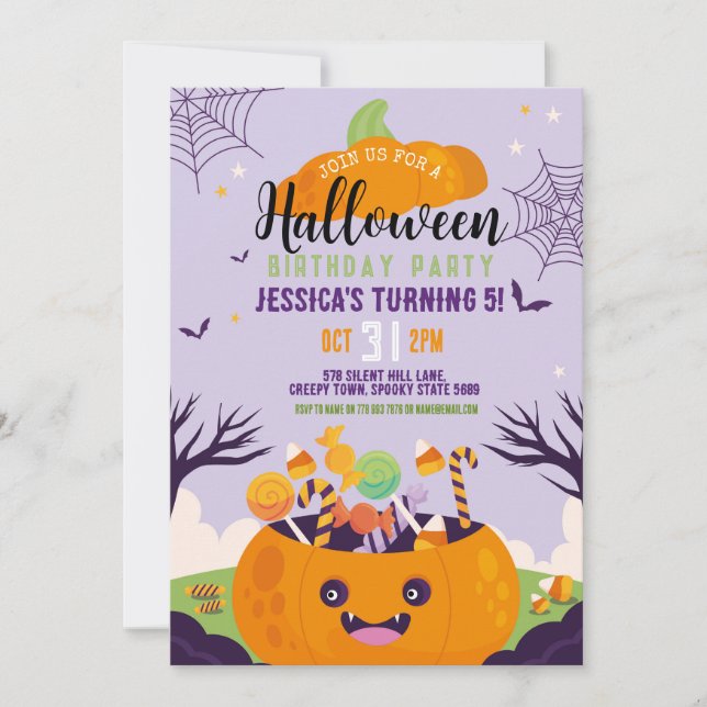 Invitation Citrouille de la fête des enfants d'Halloween Swee (Devant)