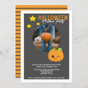 Invitation Citrouille De La Fête D'Halloween Et Étoiles Perso