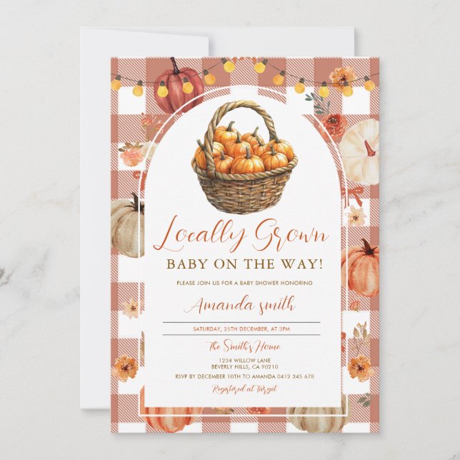 Invitation Citrouille de l'automne mignon Baby shower de marc (Devant)