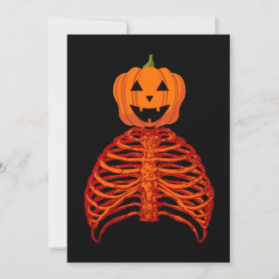 Invitation citrouille de l'halloween squelette