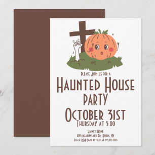 Invitation Citrouille de maison hantée Halloween vintage