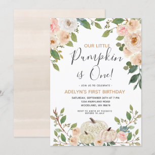 Invitation Citrouille de Parties scintillant d'or blanc 1er a