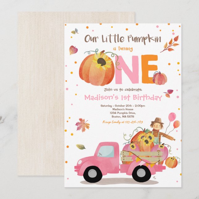 Invitation Citrouille de tournesol d'automne Patch Citrouille (Devant / Derrière)