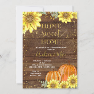 Invitation Citrouille de tournesol en bois rustique