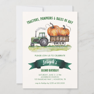 Invitation Citrouille de tracteur Automne Automne Anniversair