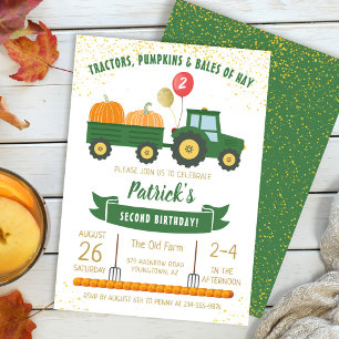 Invitation Citrouille de tracteur Automne Automne Anniversair
