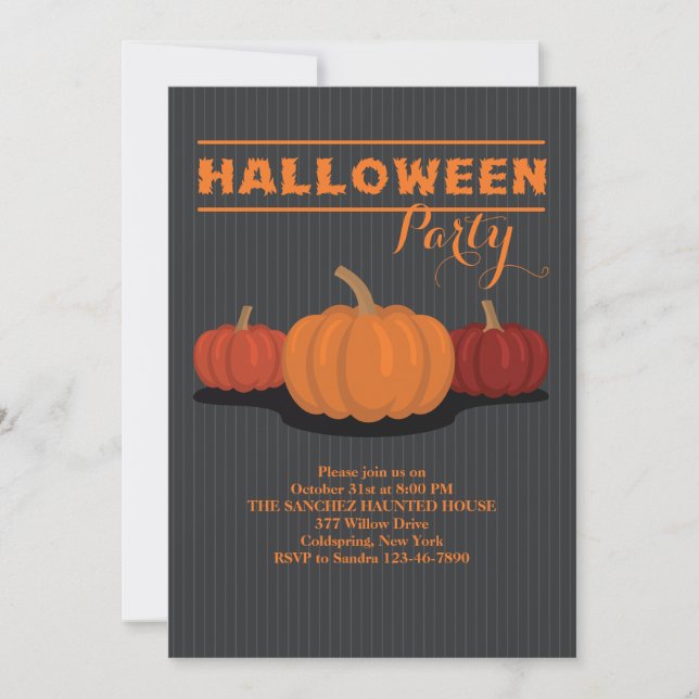 Invitation Citrouille de trois Halloween (Devant)